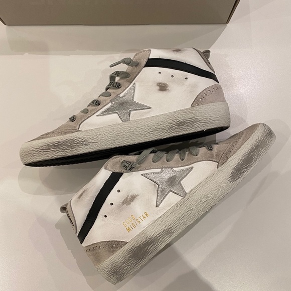 Golden Goose Midstar White/Black/Silver Star NIB - Picture 5 of 10